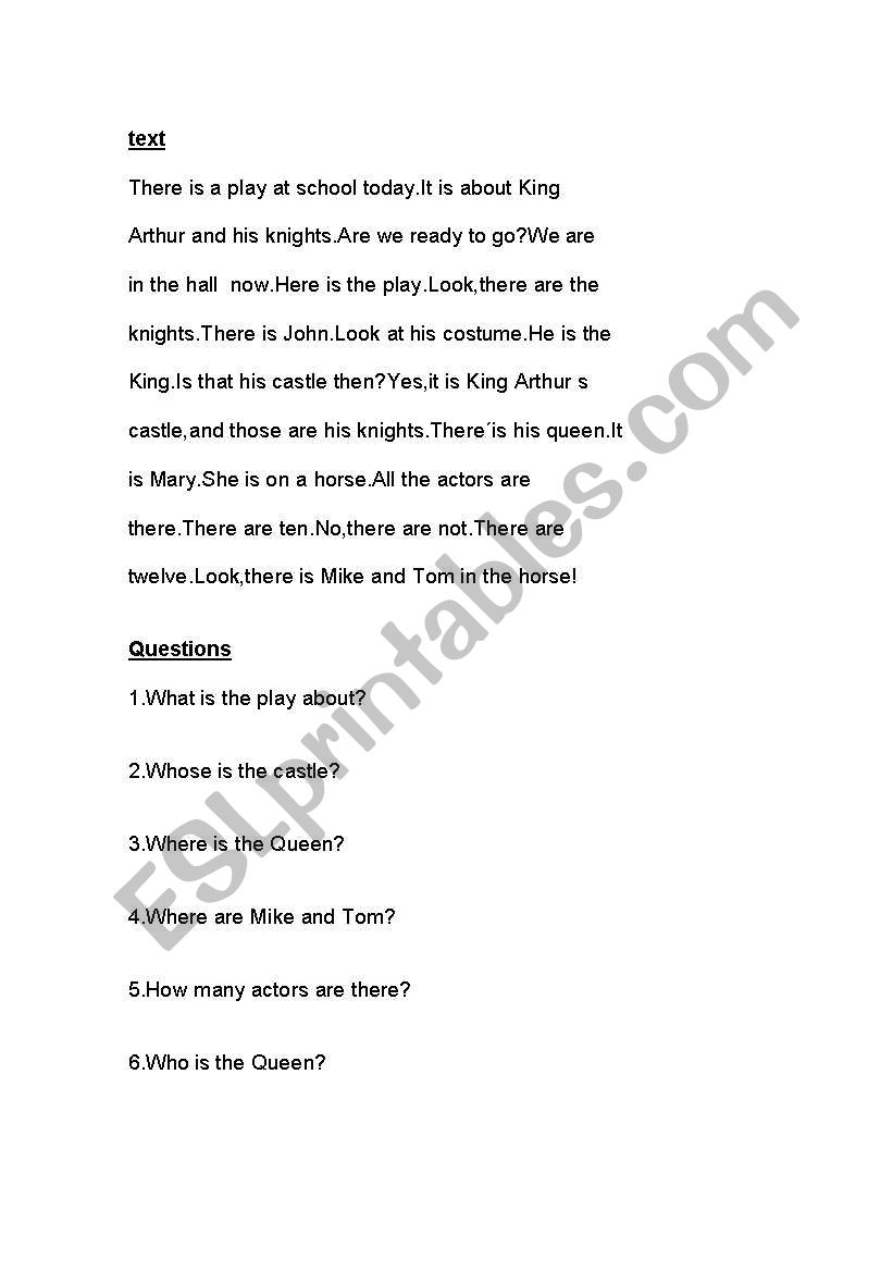 text worksheet