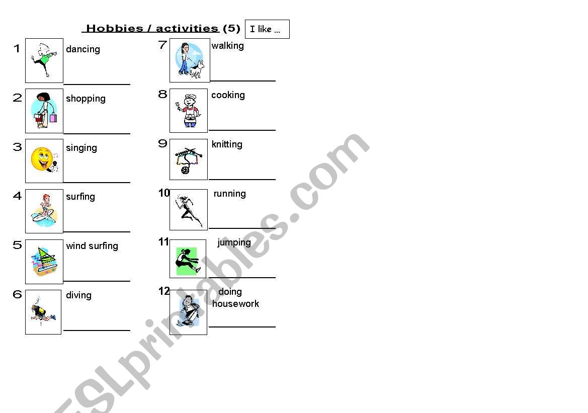 Hobbies & Activities (5 of 6) worksheet