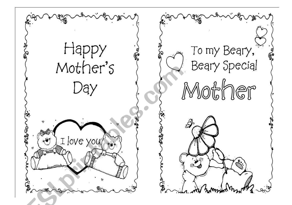 Mothers day Card worksheet
