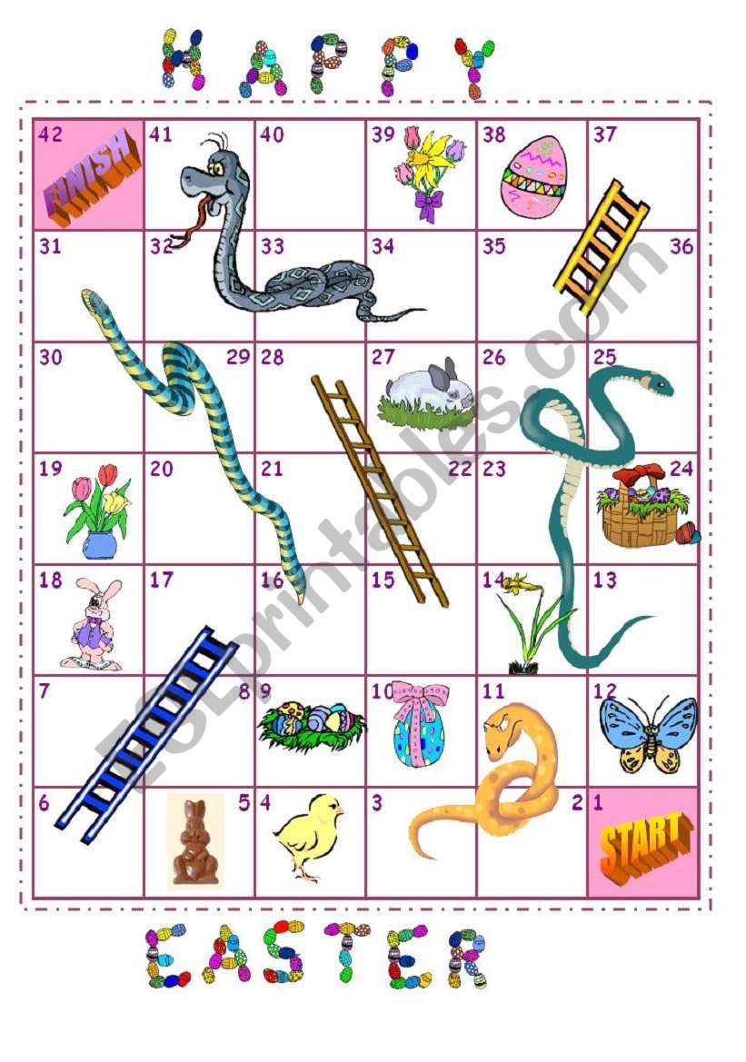 Easter snakes and ladders worksheet