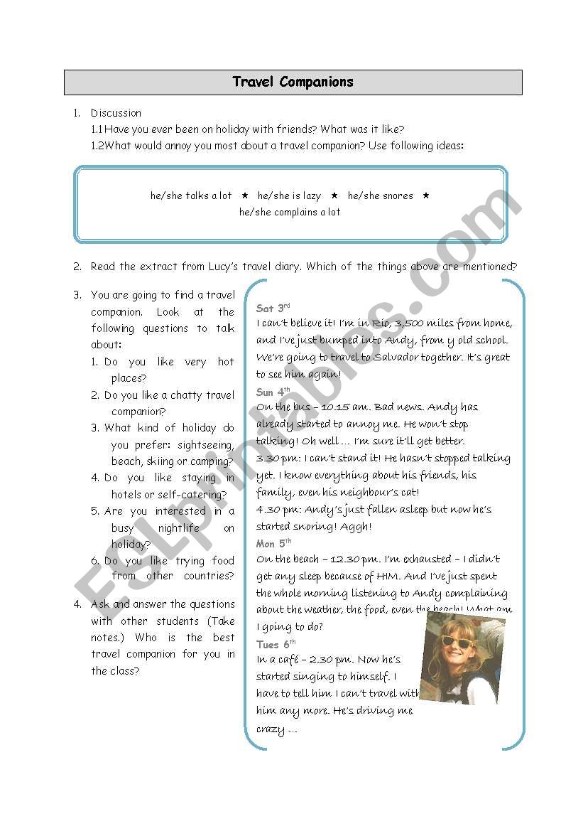 Travel Companions worksheet