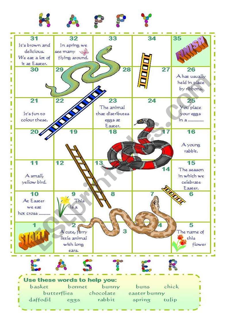 Easter snakes and ladders (2) worksheet