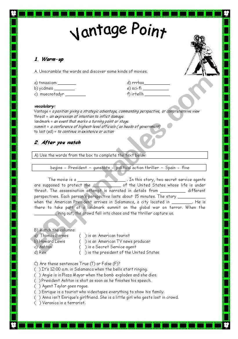 Vantage Point worksheet