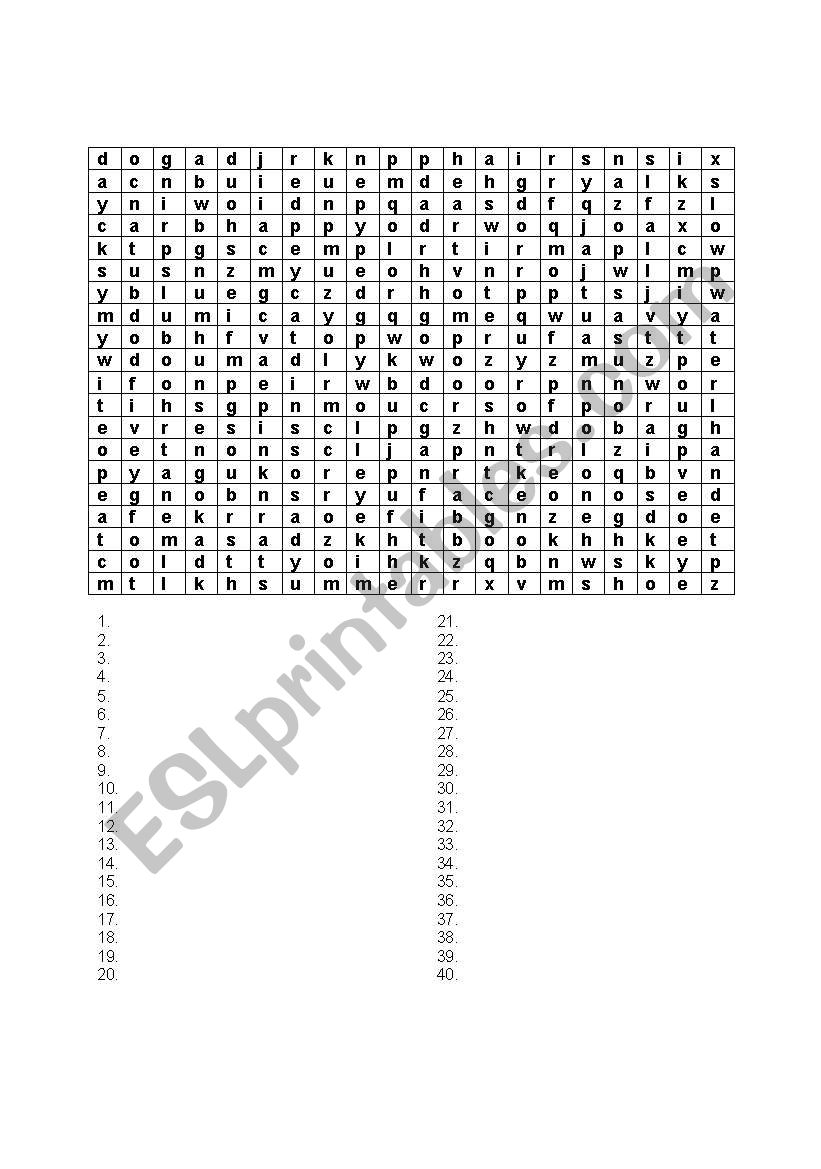 Basic Word Search worksheet