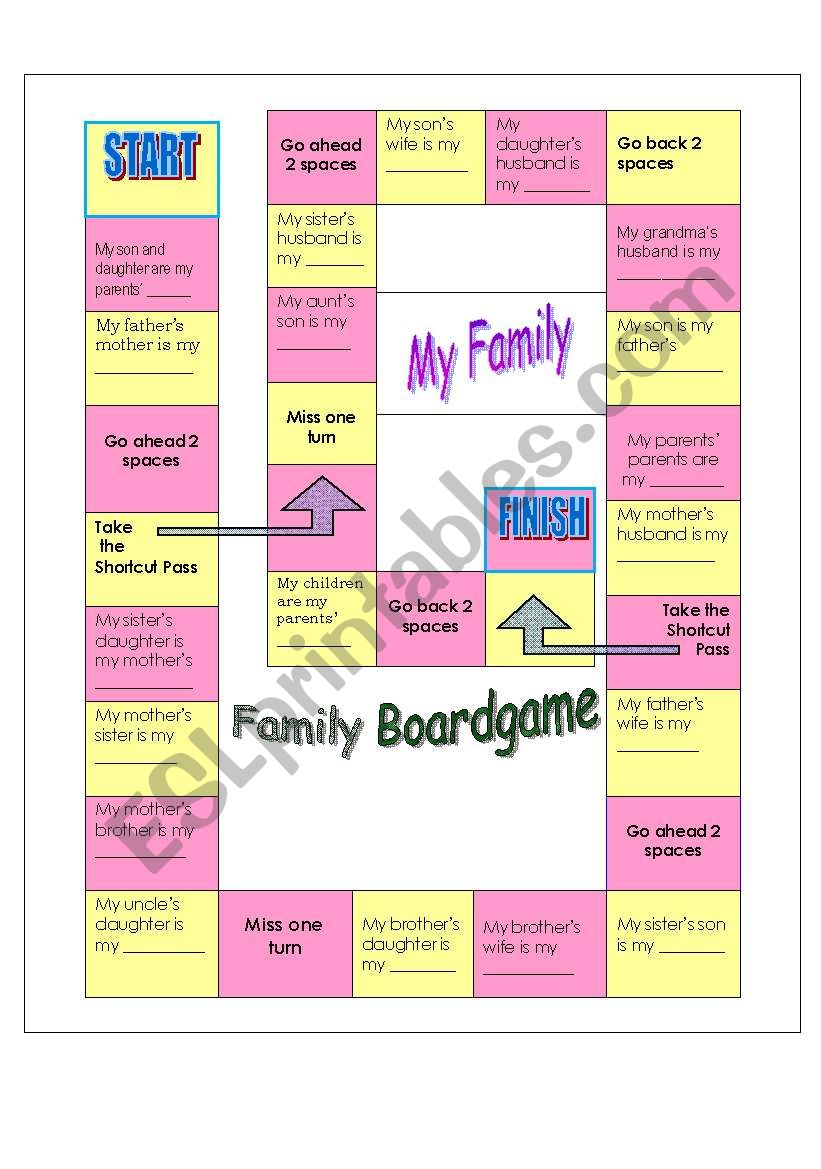 Family Boardgame worksheet