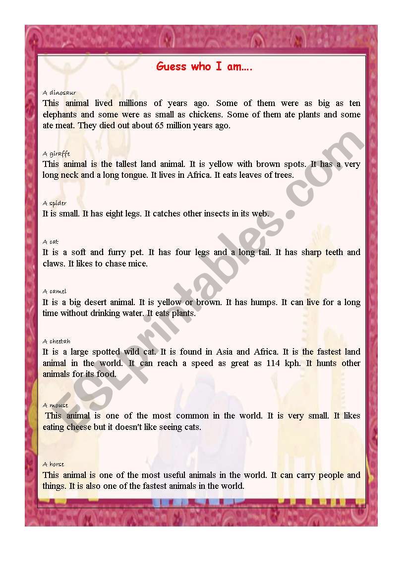 Animal Riddles. Part1 worksheet