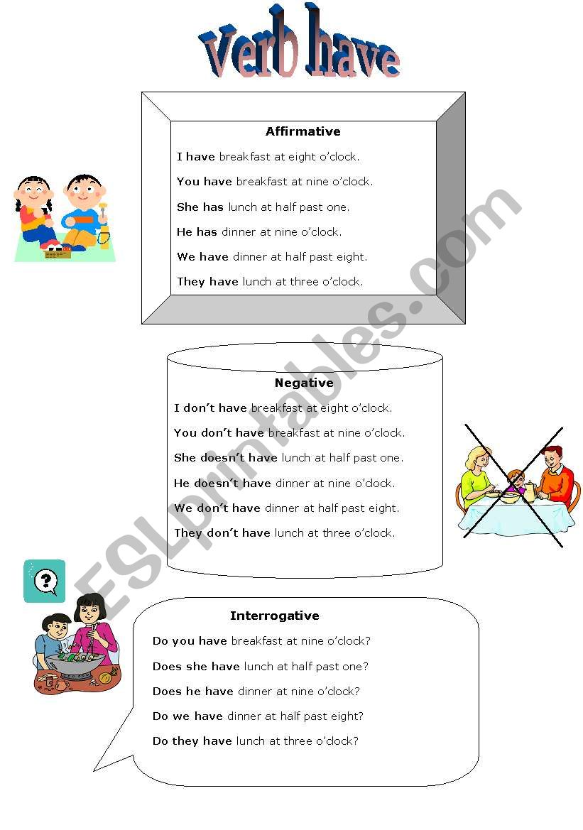 Verb have worksheet