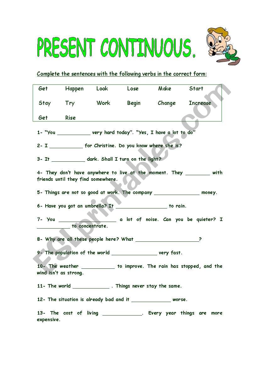 Present Continuous worksheet