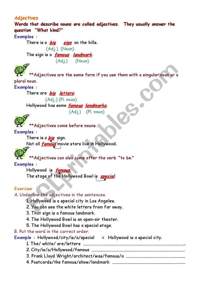 ADJECTIVE worksheet