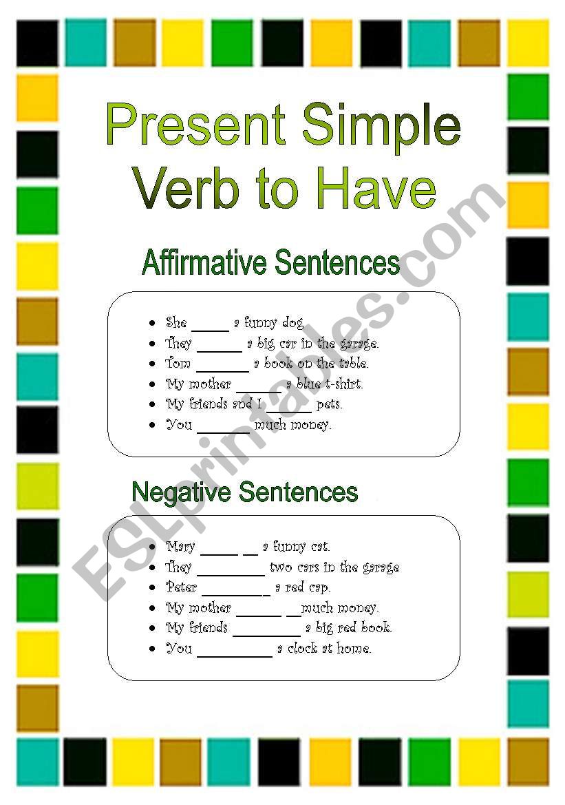 VERB TO HAVE - PACTISE  worksheet