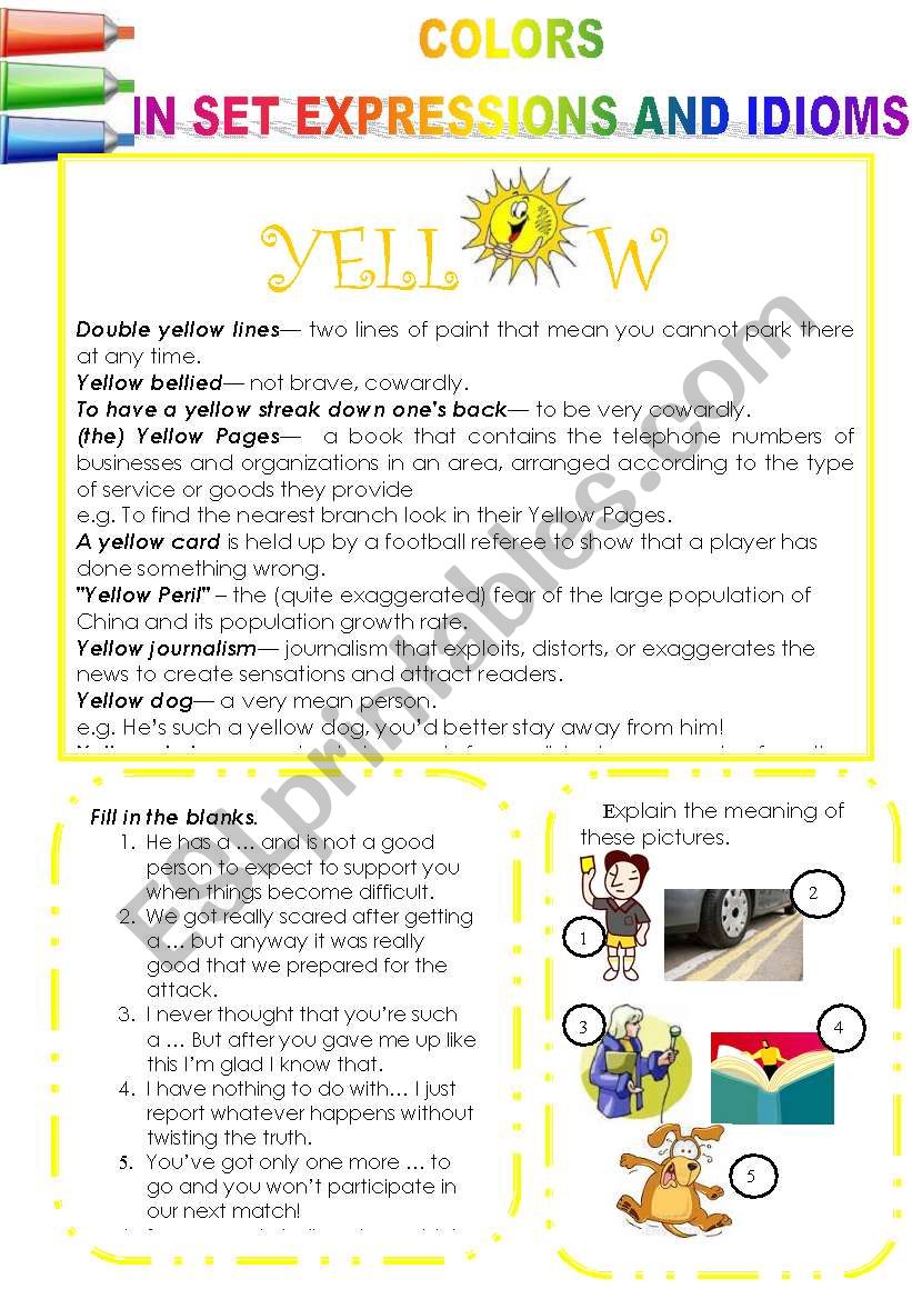 COLORS IN SET EXPRESSIONS AND IN IDIOMS! (PART 8) YELLOW