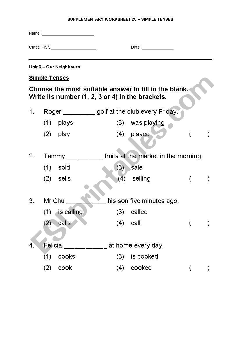 simple tenses worksheet 2 worksheet