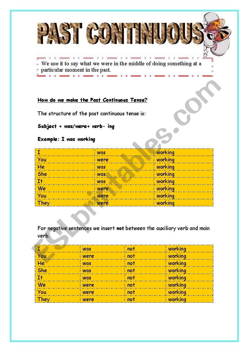 PAST CONTINUOUS worksheet