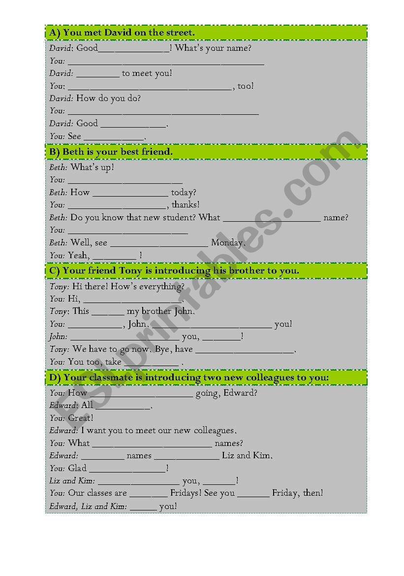 Formal and Informal Greetings worksheet