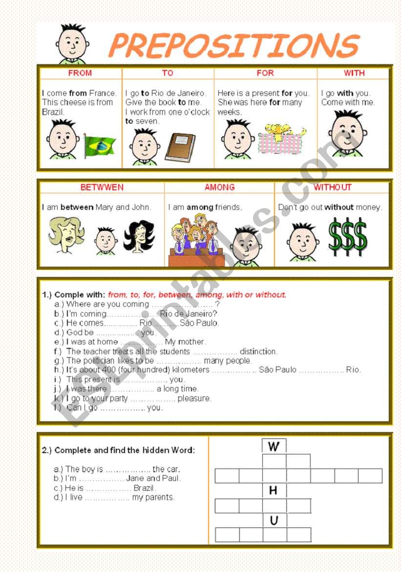 Prepositions worksheet