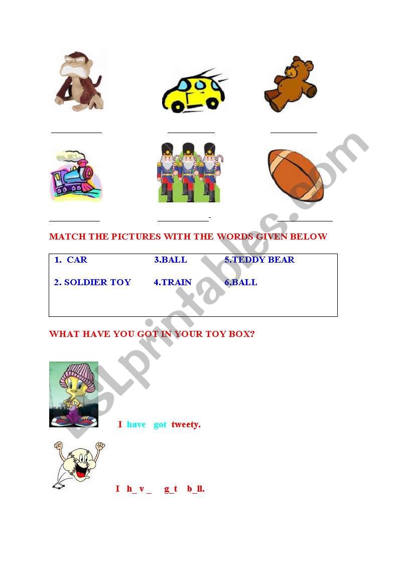 my toys worksheet