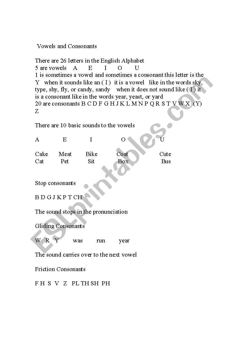 phonetics vowels and consonants