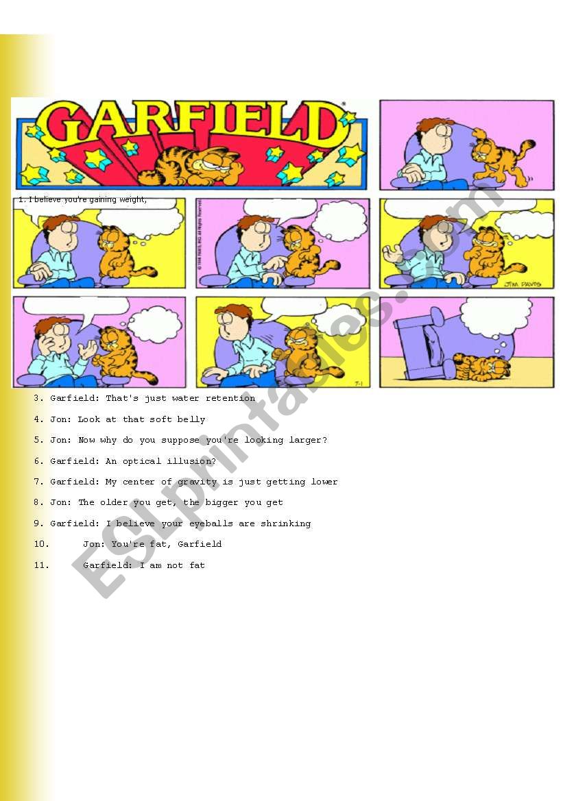 RECREATING A GARFIELD COMIC worksheet