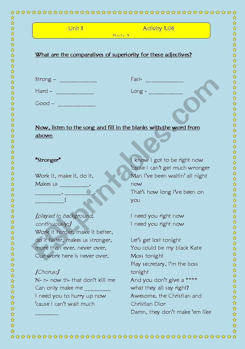 Comparatives of Superiority worksheet