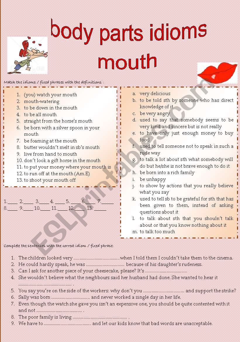 body parts idioms/fixed phrases (part 2)