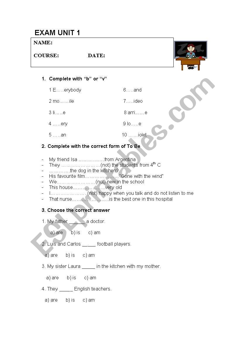 TEST ON TO BE, PRESENT SIMPLE, READING COMPREHENSION, TRANSLATION AND WRITING