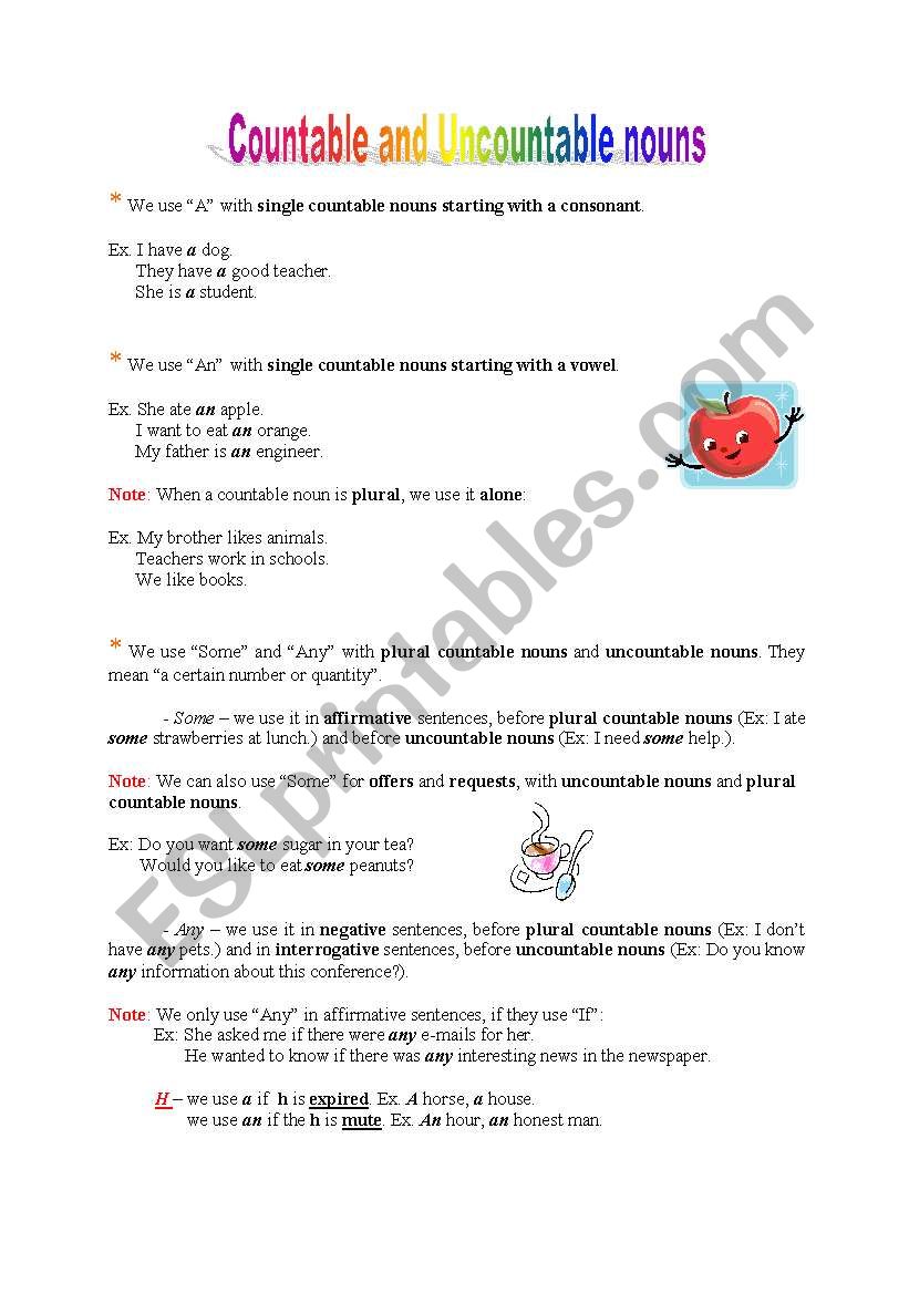 Countable and Uncountable nouns