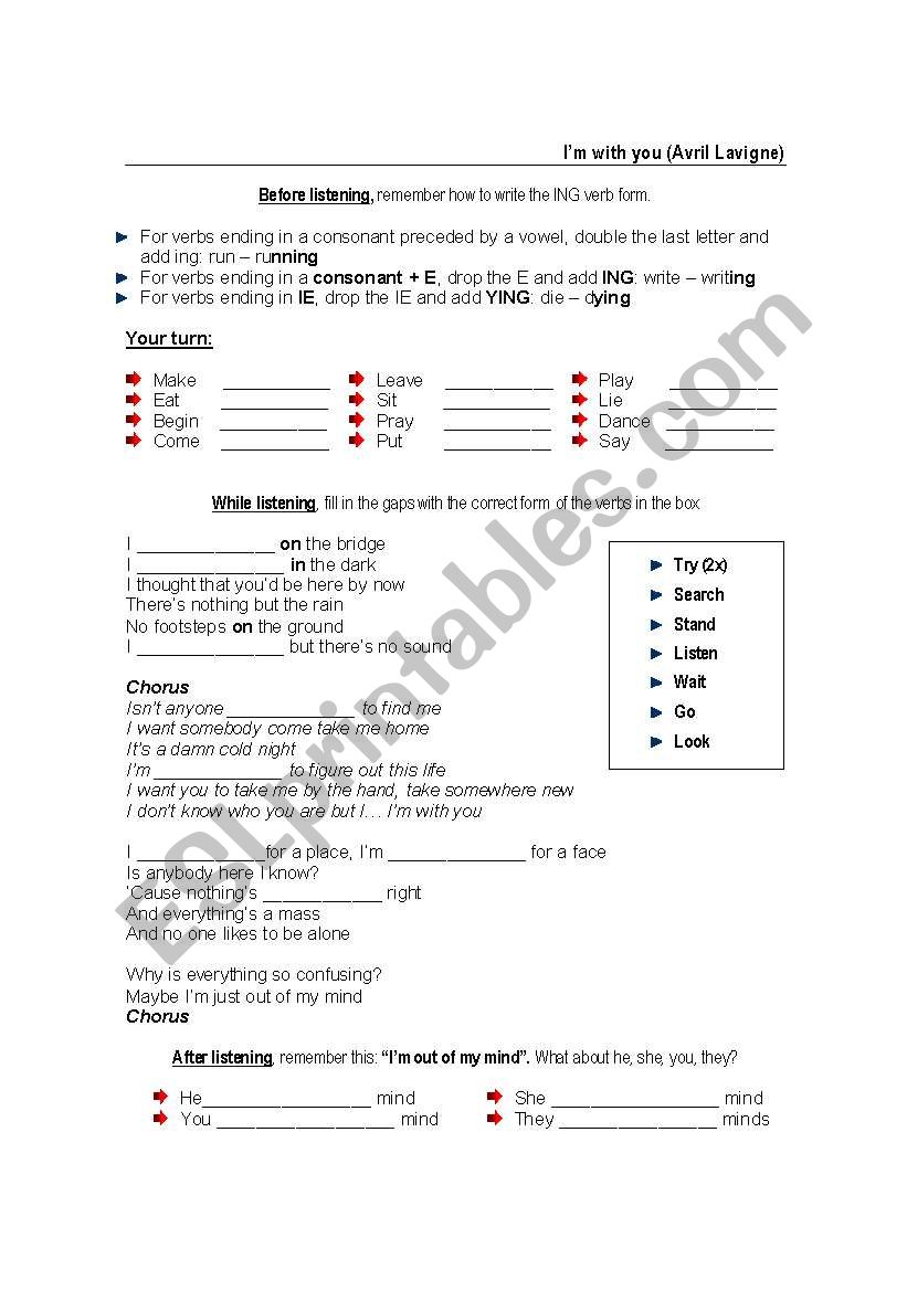 Song IÂ´m with you (Avril Lavigne)