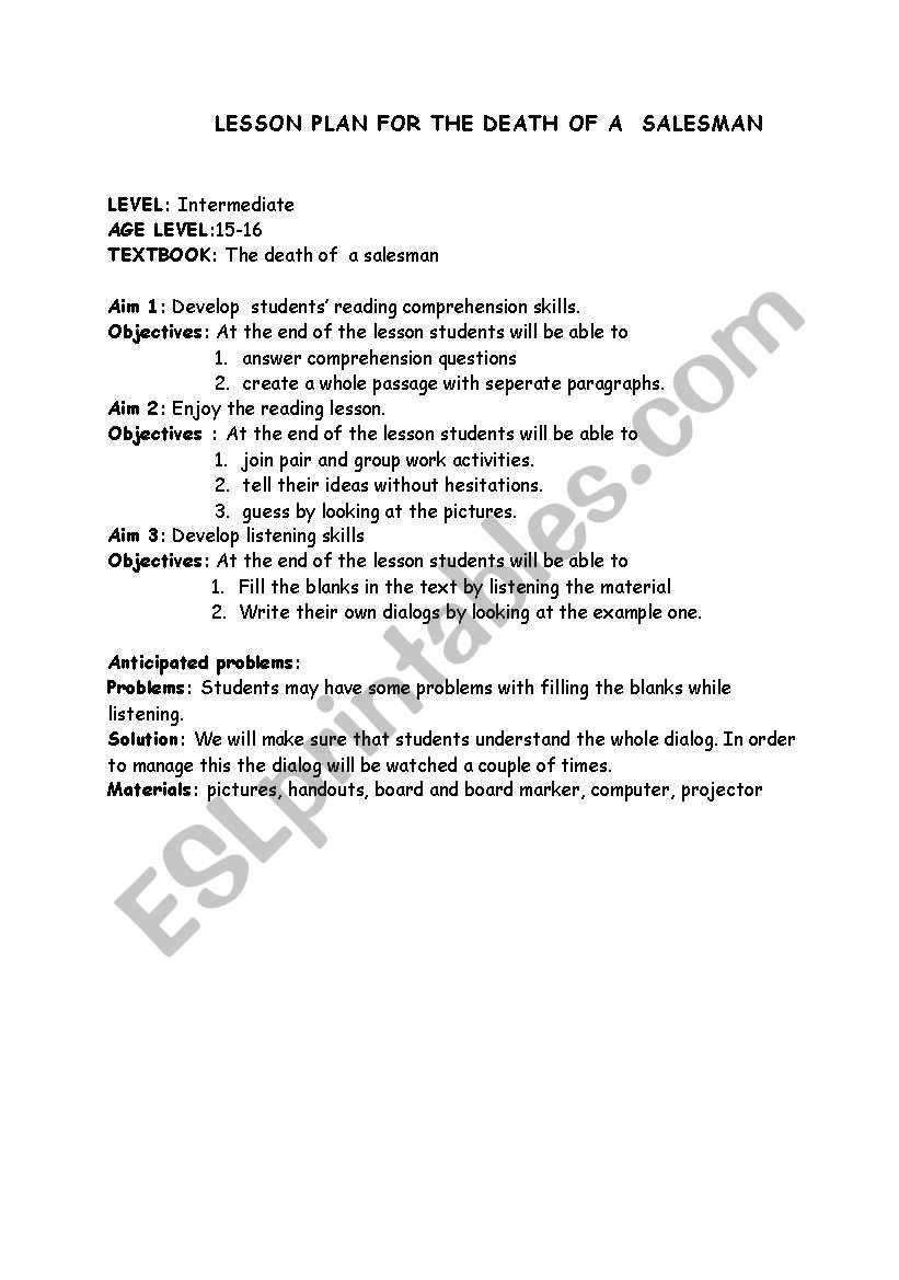 teaching drama worksheet