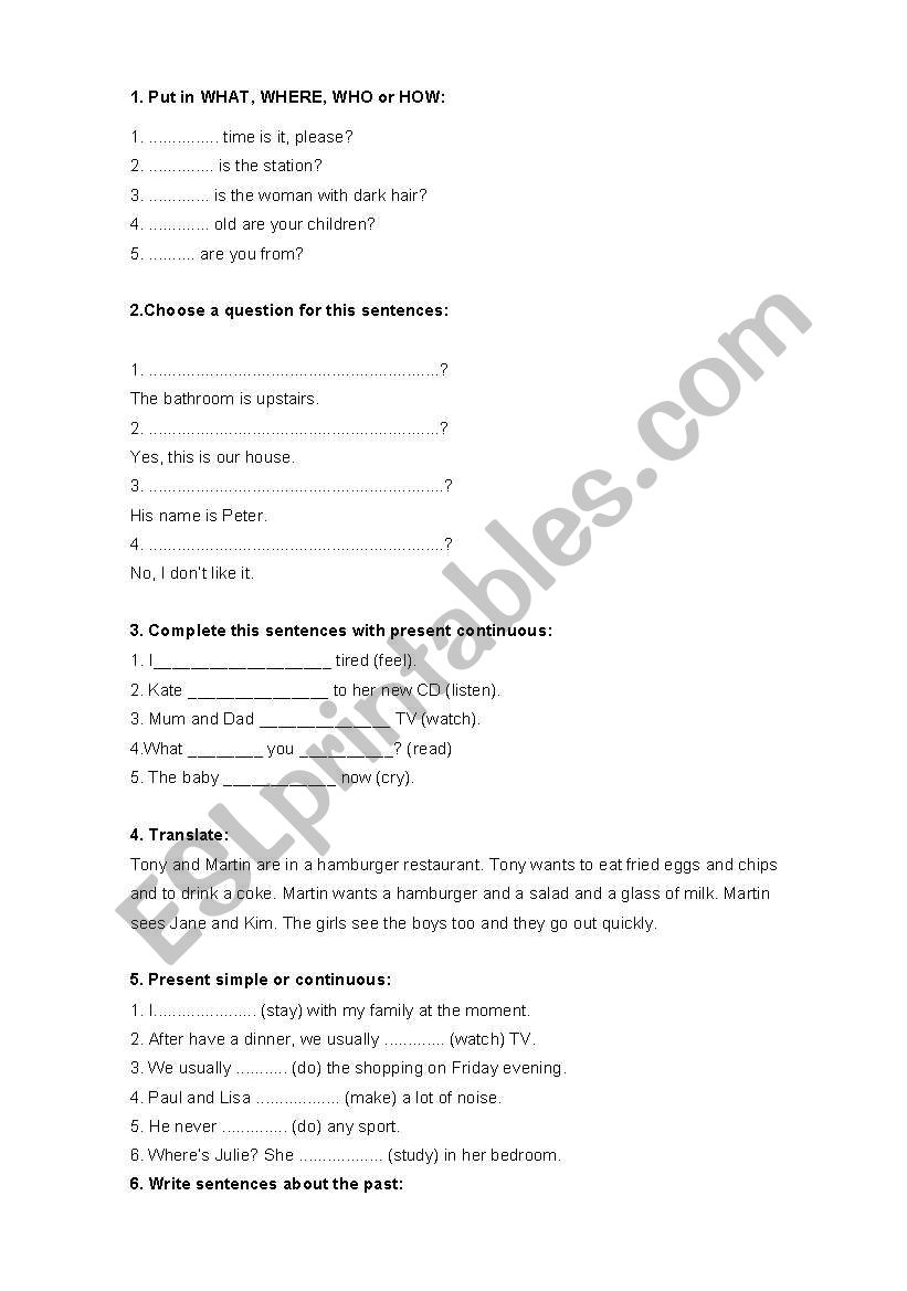 English 3 ESO worksheet