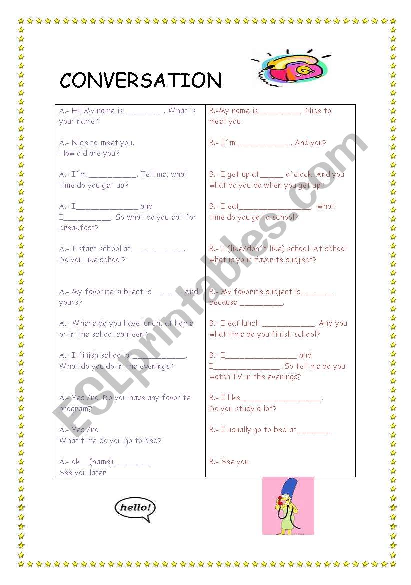 daily routine conversation worksheet