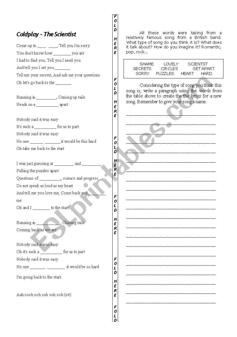 The Scientist - Cold Play worksheet