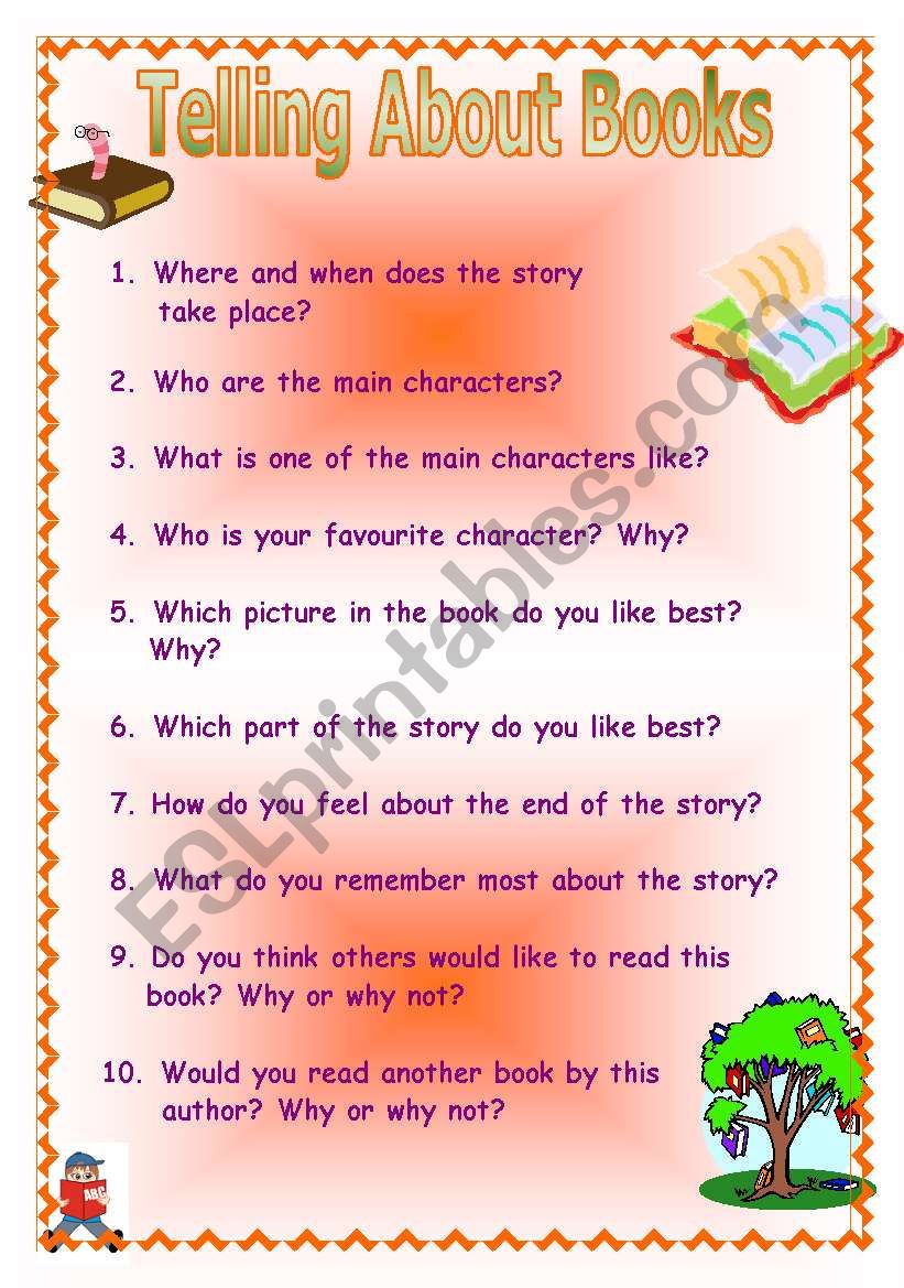 Telling about books worksheet