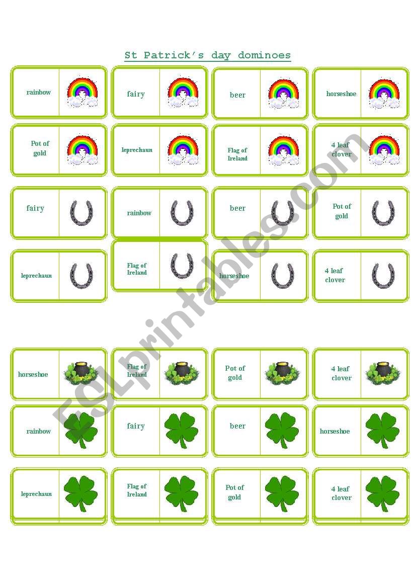 st patricks day dominoes worksheet