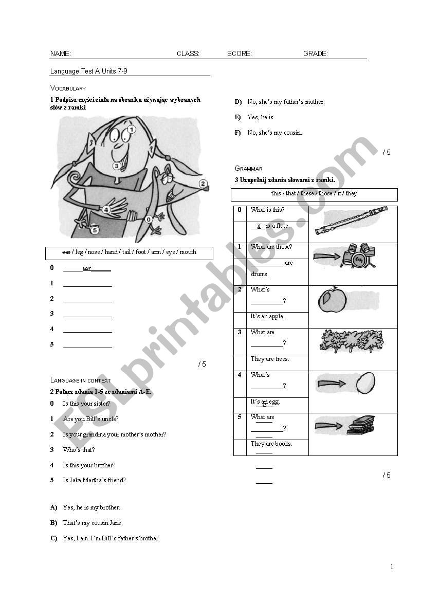worksheet - test for primary worksheet
