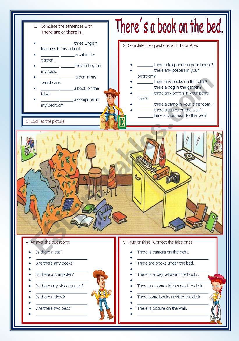There´s a book on the bed ESL worksheet by vanda51