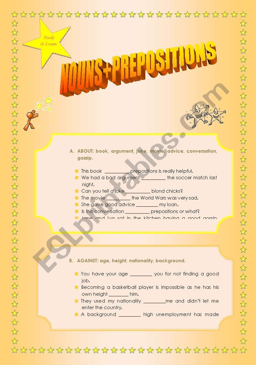 NOUNS+PREPOSITIONS worksheet