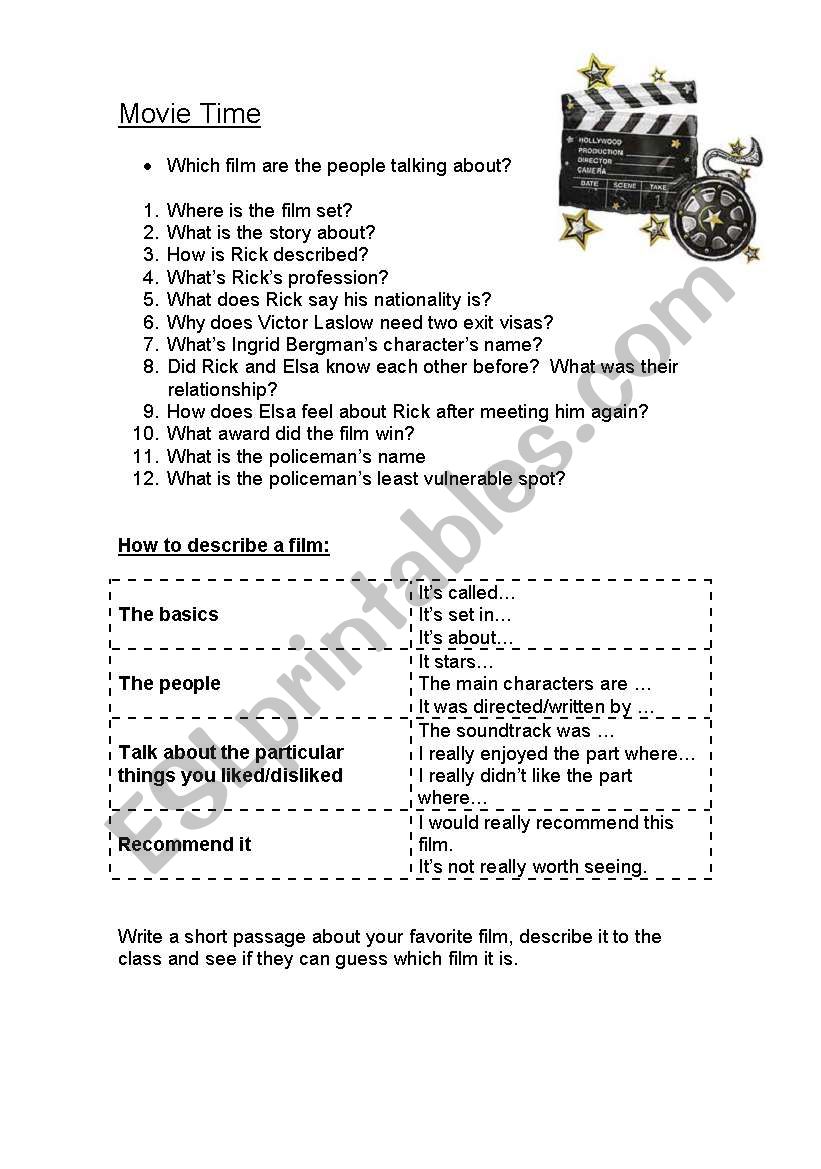 Films_Casablanca trailer worksheet