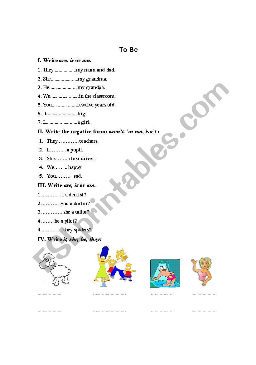 To Be  worksheet