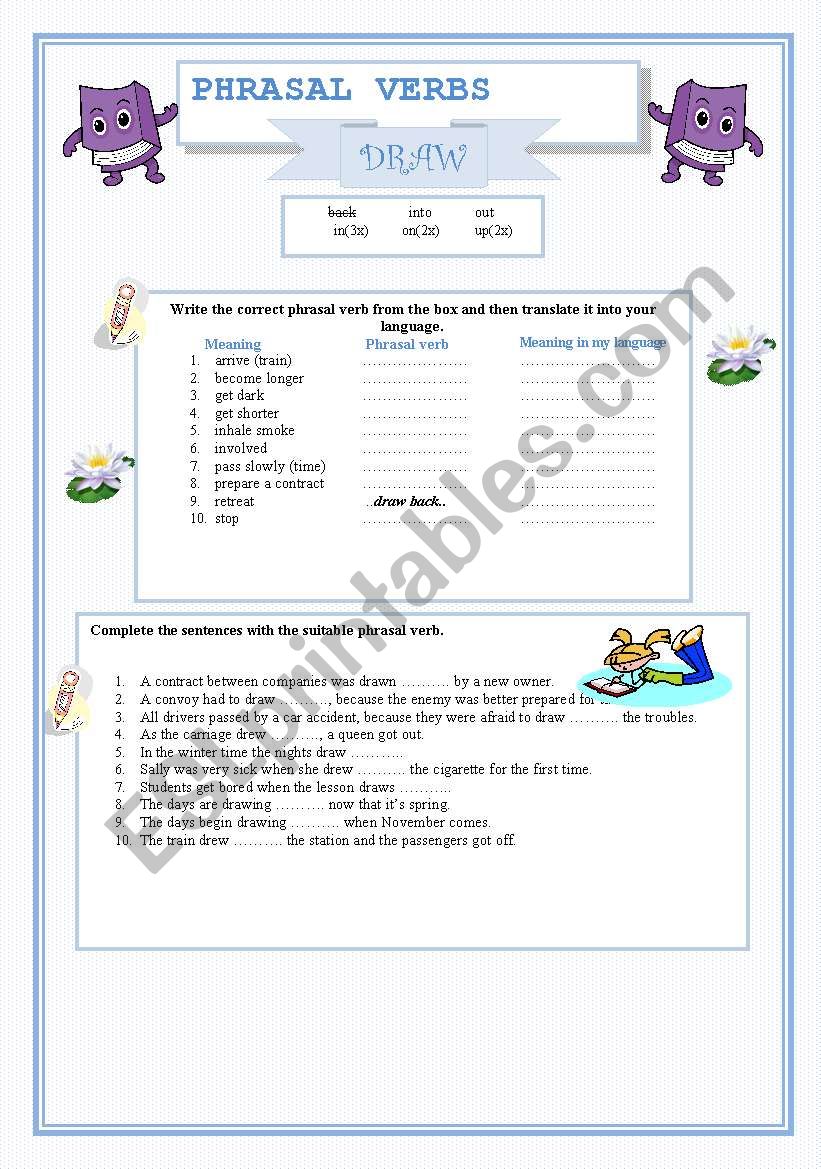 Phrasal verb DRAW worksheet