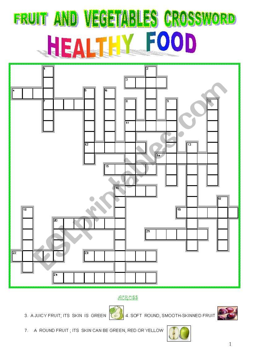 FRUIT  AND  VEGETABLES  CROSSWORD