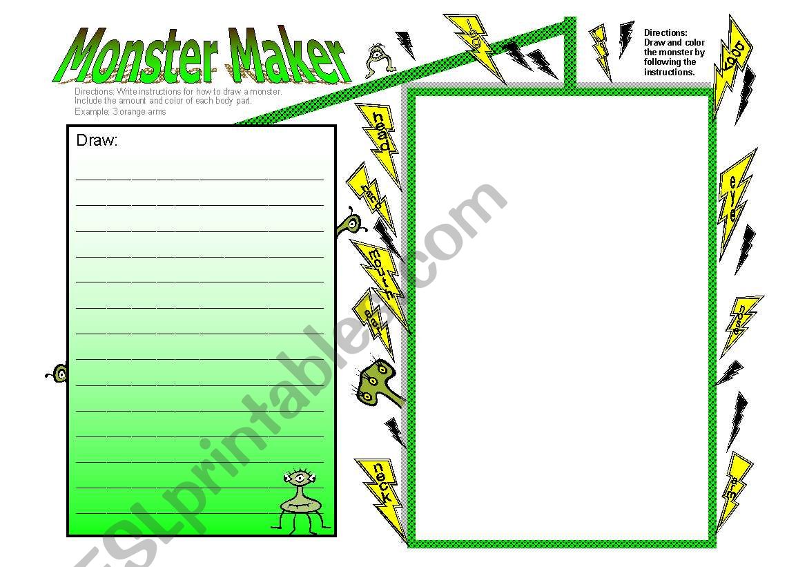 Monster Maker worksheet