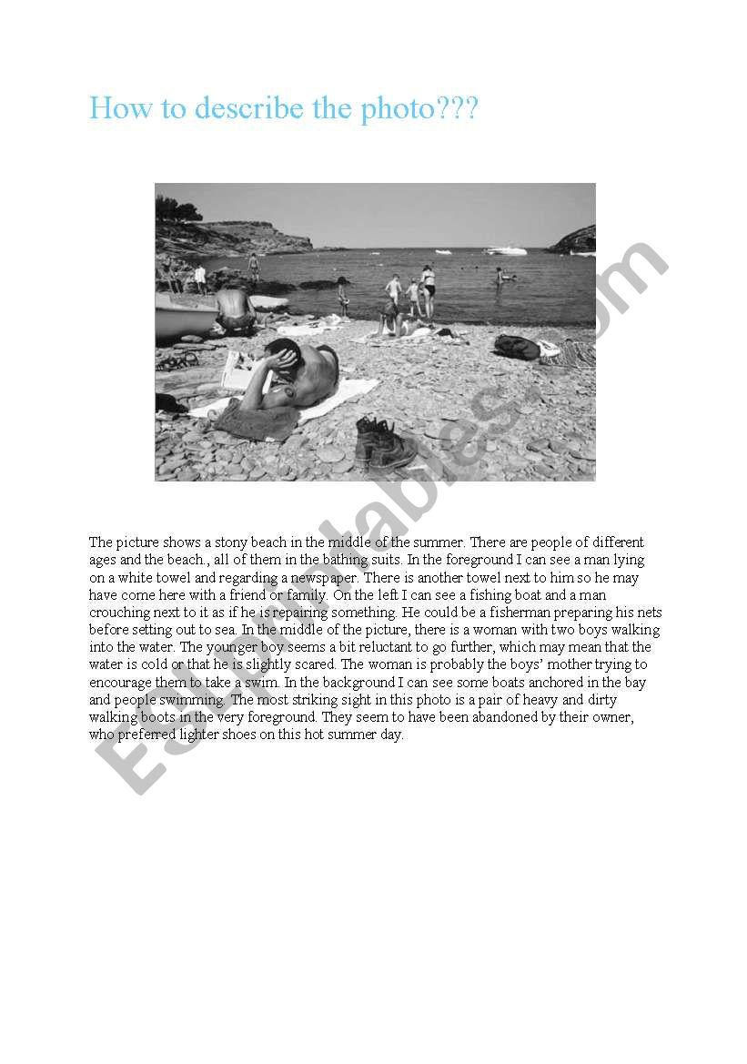 the description of photo worksheet