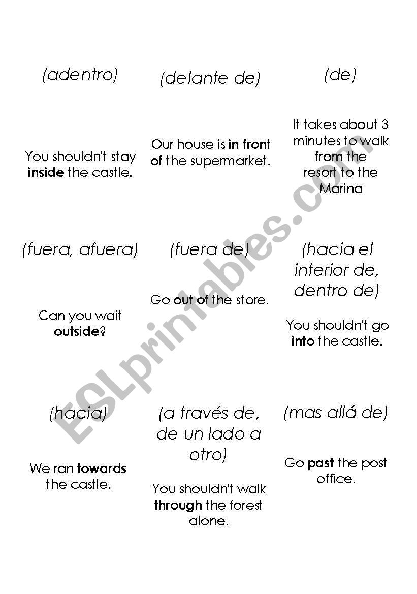 Giving directions double sided flashcards part 4