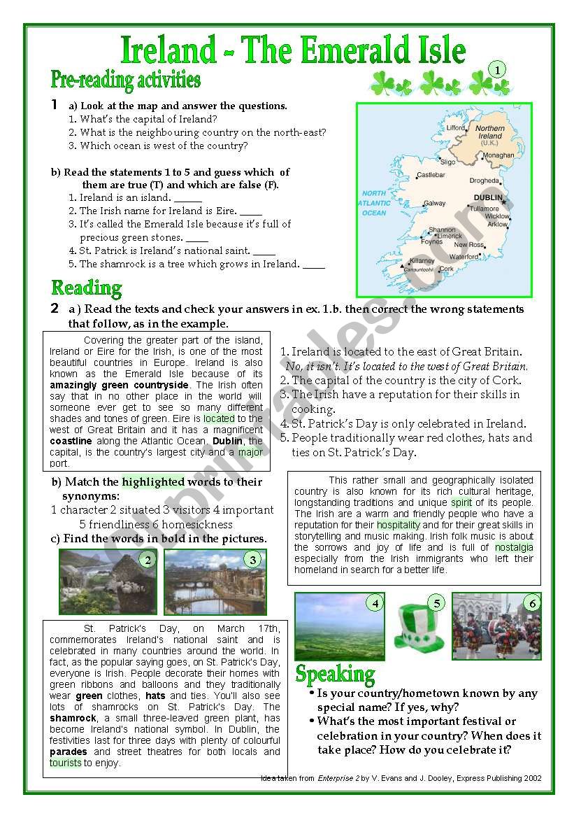 Ireland-The Emerald Isle worksheet