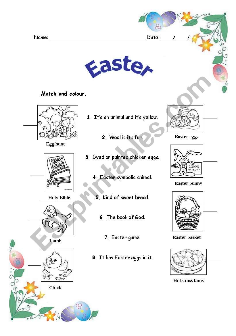 Easter vocabulary worksheet