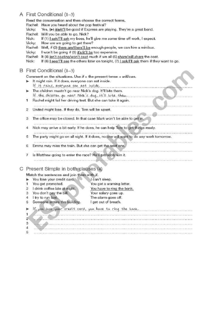 first conditional worksheet