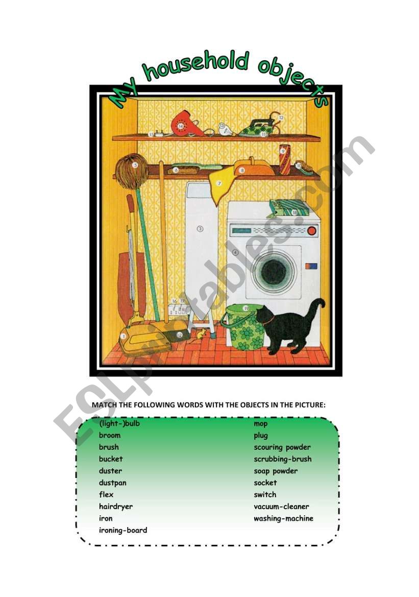 My household objects worksheet