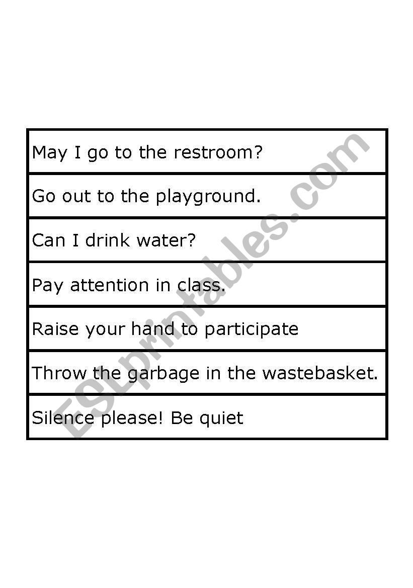 Classroom Language worksheet