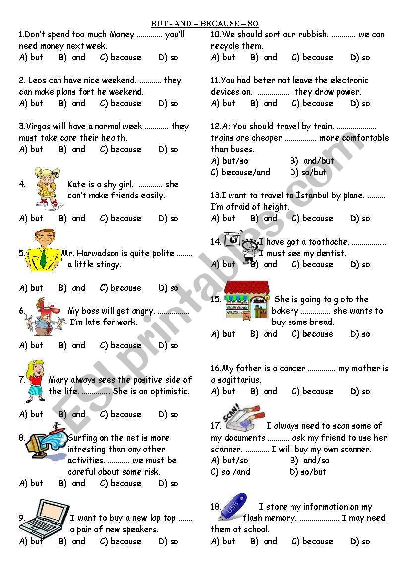 BUT - AND â€“ BECAUSE â€“ SO  ConjuctÃ½on