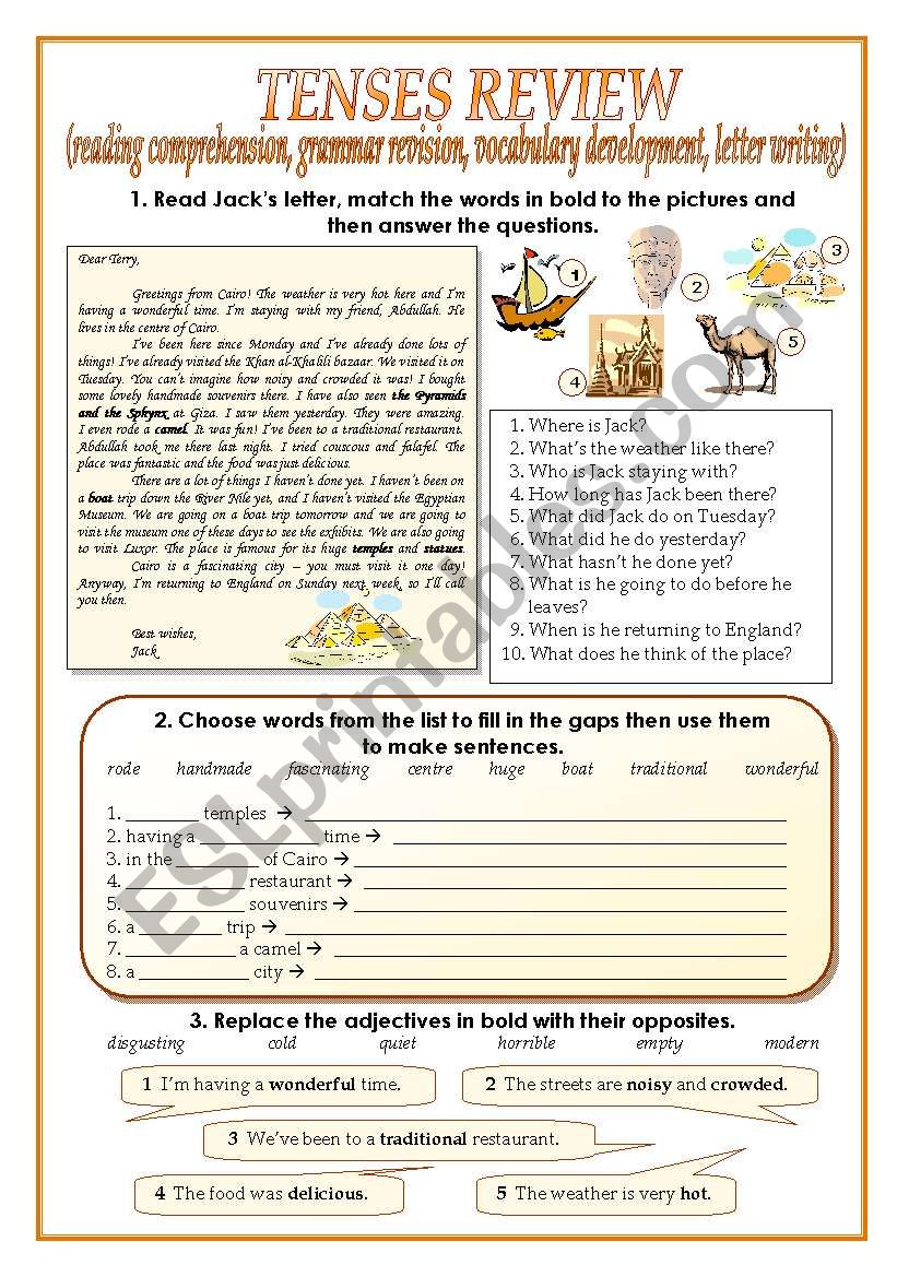 TENSES REVIEW (two pages) worksheet